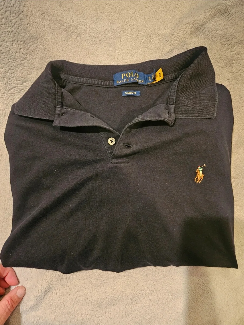 Ralph Lauren Black Polo Shirt with Embroidered Pony
